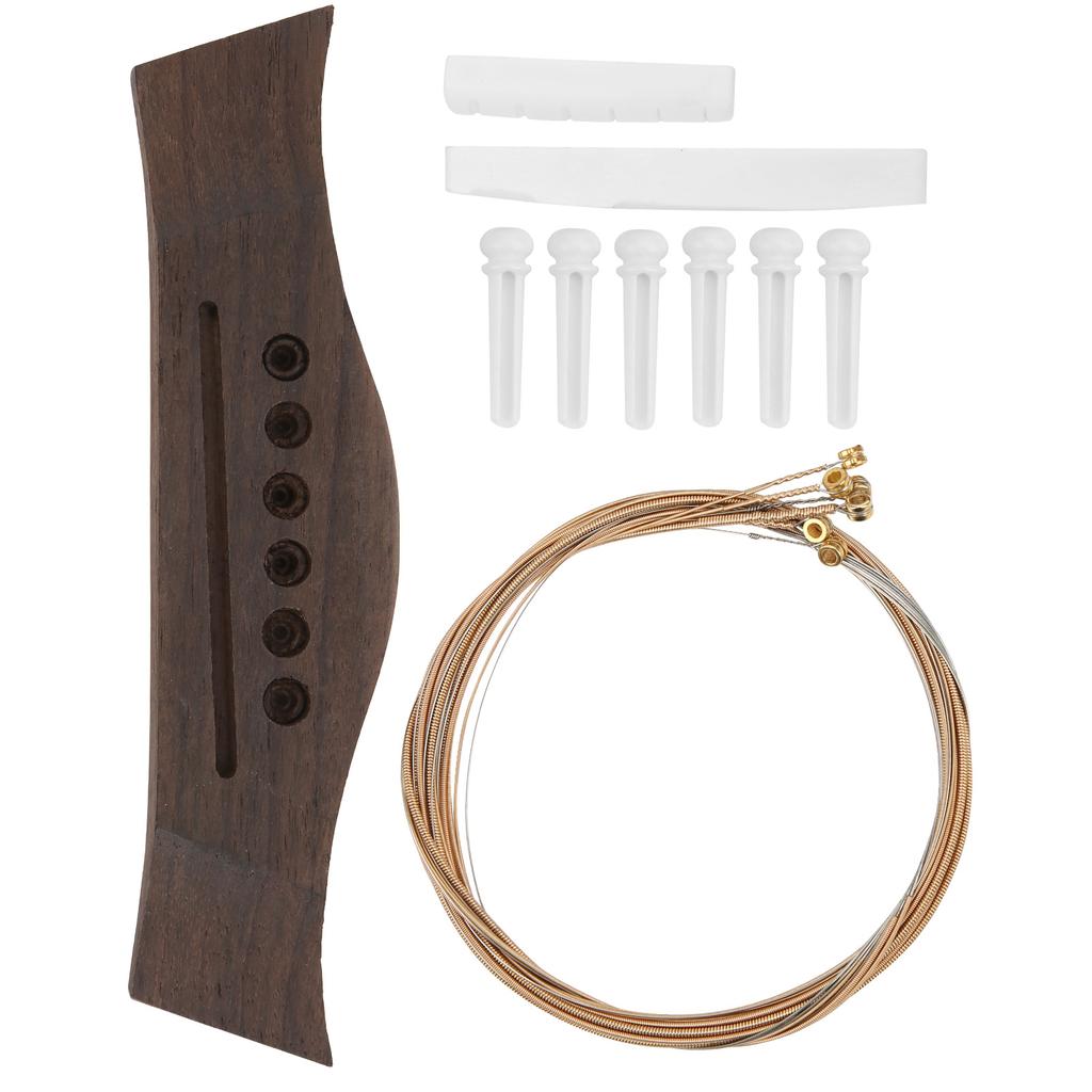 Guitar Bridge Set String Stud Bovine Bone Nut Saddle Stringed Instrument Replacement Parts
