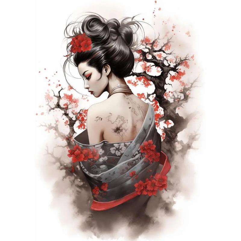 Japanese Dragon Geisha Art Poster Canvas Wall Art Paintings Elegance of Geisha Pictures Wall Art Mural for Home Room Decoration