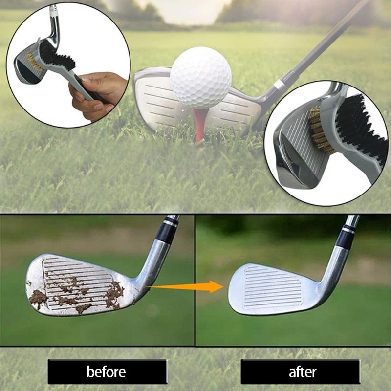 Double Sided Golf Club Cleaner Brush With Nylon And Metal Bristles Golf Cleaning Brush For Effective Grooves Cleaning