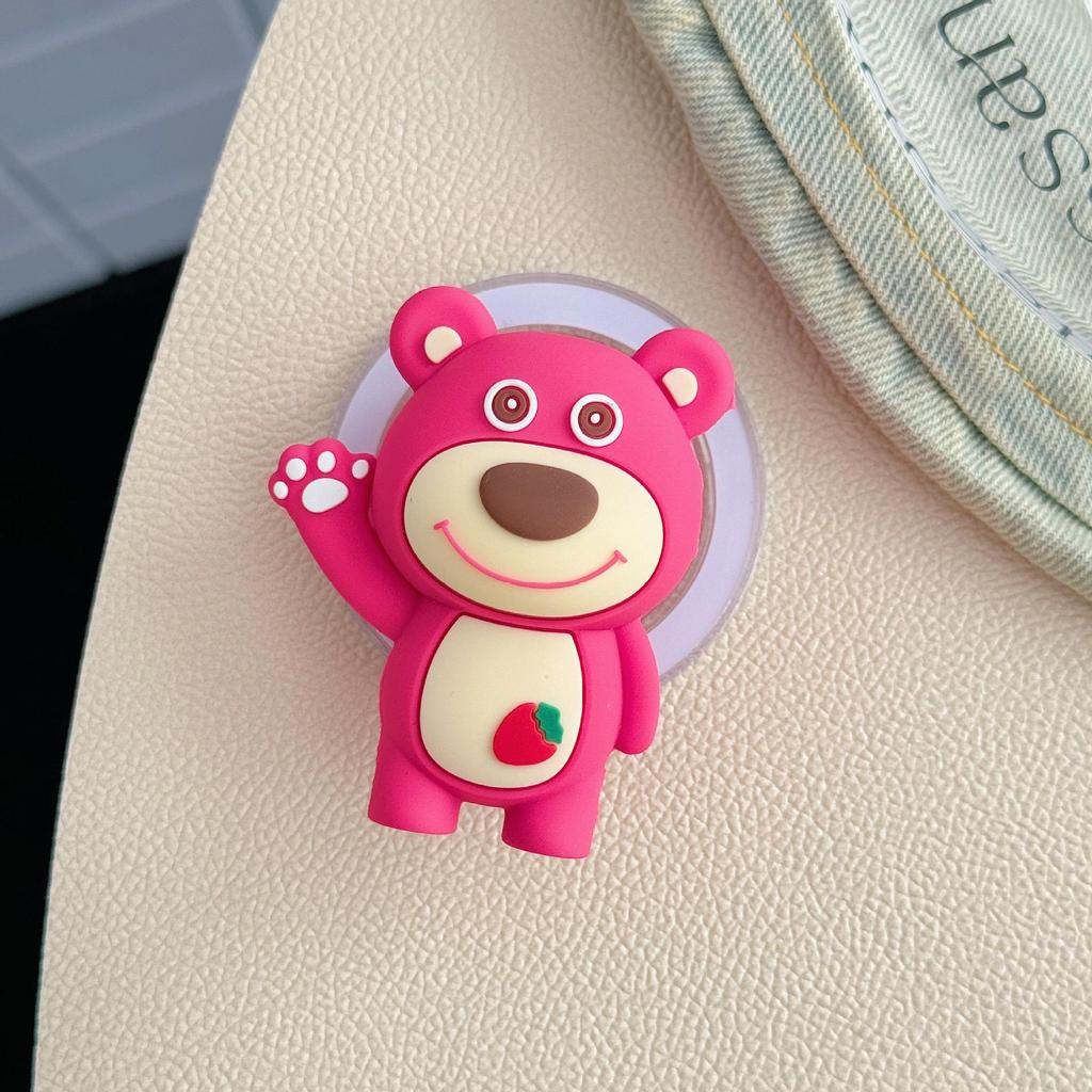 Cartoon Magnetic Retractable Phone Holder: Cute Airbag & Rotating Design for Lazy Desktop Use