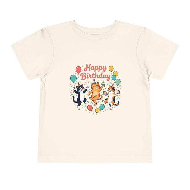 Happy Birthday Dancing Cats Toddler Tee | Balloons, Confetti 150