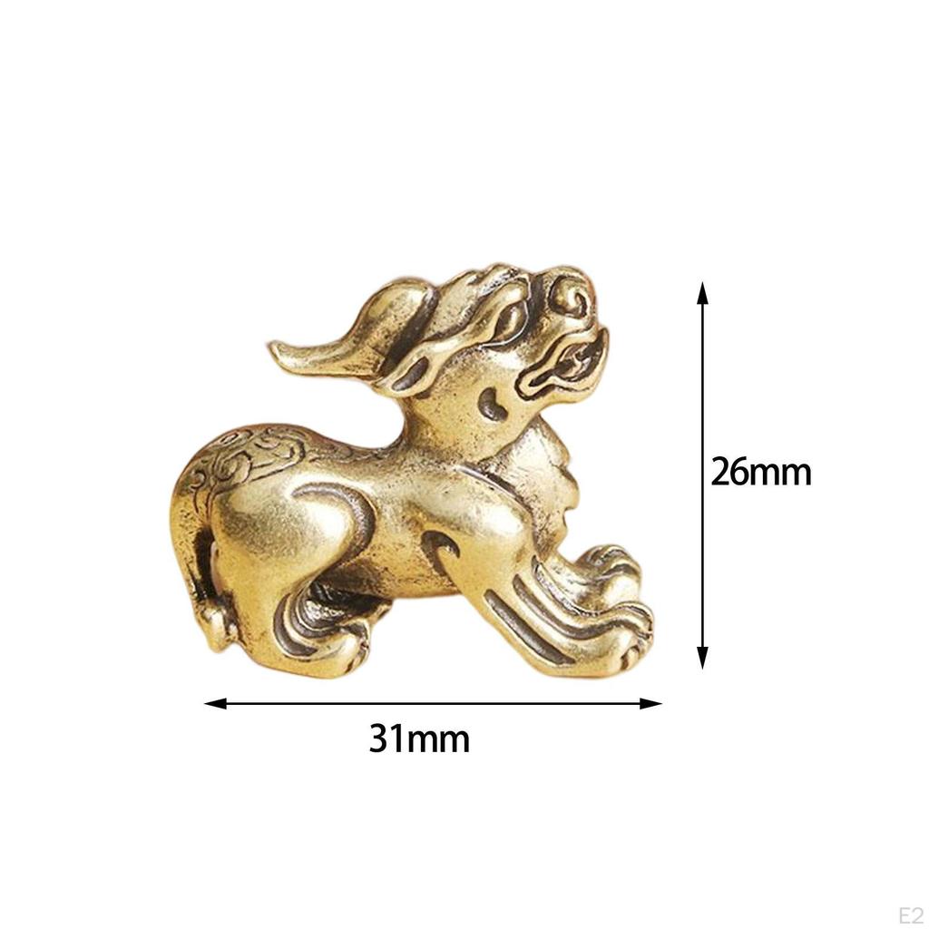 Antique Brass Kylin Figurine, Miniature Sculpture for Elegant Interior Design