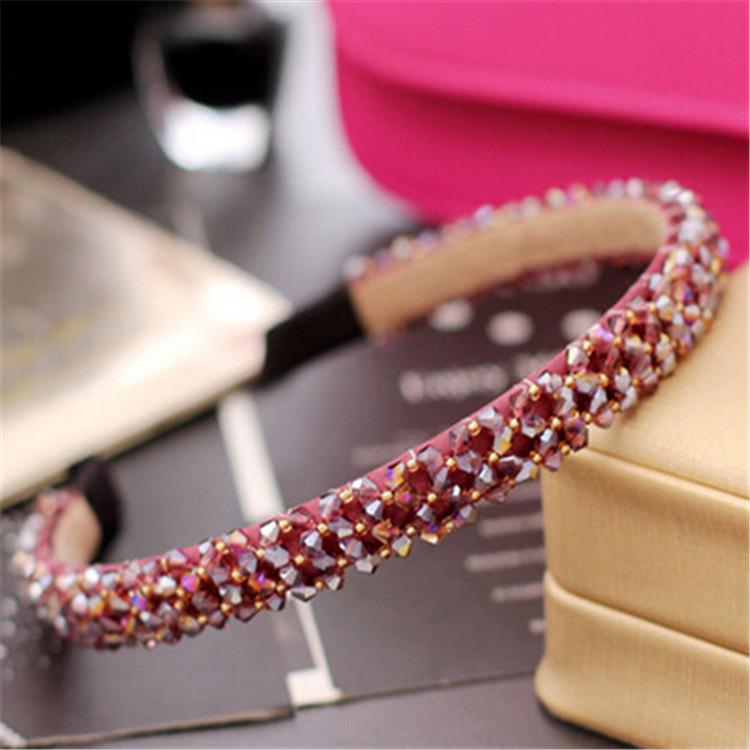 Handmade Beaded Hairband Hair Hoops for Women Wide 4 Rows Crystal Sweet Headband Party Headwear Wedding Hair Accessories Jewelry