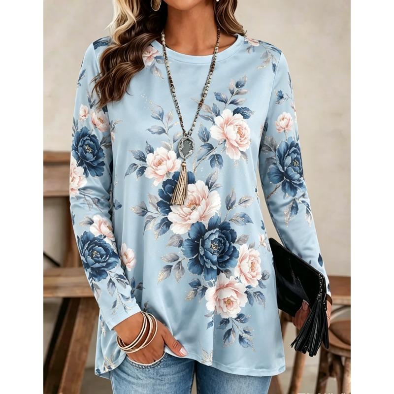 Autumn and winter women s long-sleeved O-neck T-shirt L