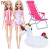 4 Przedmioty Akcesoria do Kostiumów Kąpielowych dla Lalki 2x Kostium Kąpielowy Bikini 1x Leżak Plażowy 1x Nadmuchiwany Koło do Pływania 30CM Ubranka dla Lalki 11,8 Calowa Zabawka Lalka
