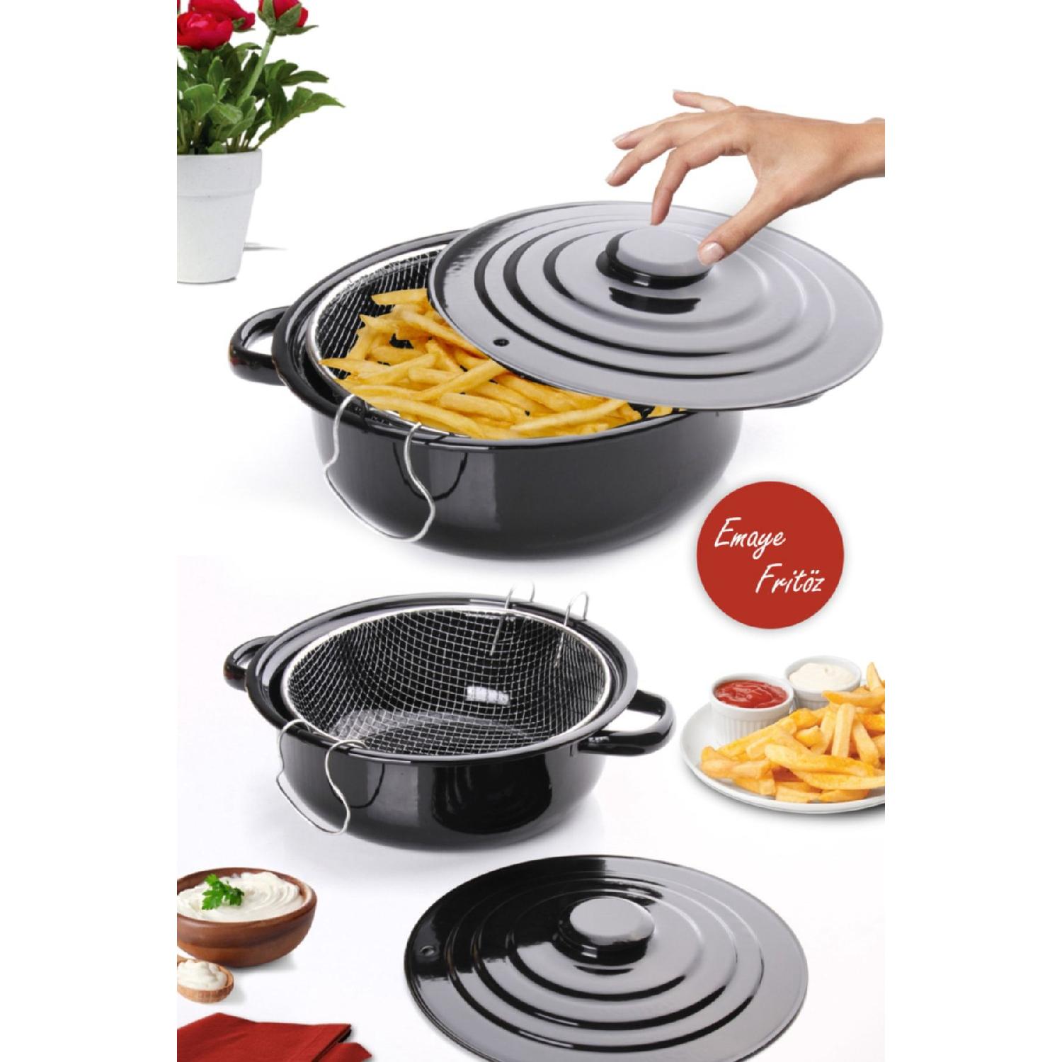 

Fireproof Sticks Strained Enype Fritz Free Paandary | Basket Frying Pot чорний