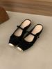 Fashion Elegant Square Head Flat Half Slippers for Women 2025 Spring Soft Sole Comfortable Mary Jane Shoes Shallow Mouth Fashion Sandals