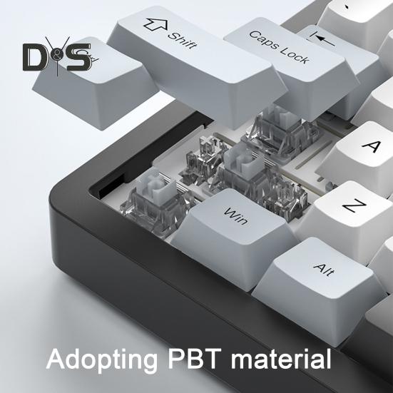 Teclado mecânico compatível com Bluetooth/2.4G/Tipo C com fio, três modos de conexão, troca a quente de teclas completas, 81 teclas