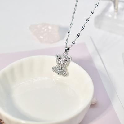 Design Cute Bear Titanium Steel Necklace Female Style Cute Trendy Style Does Not Fade Accessories