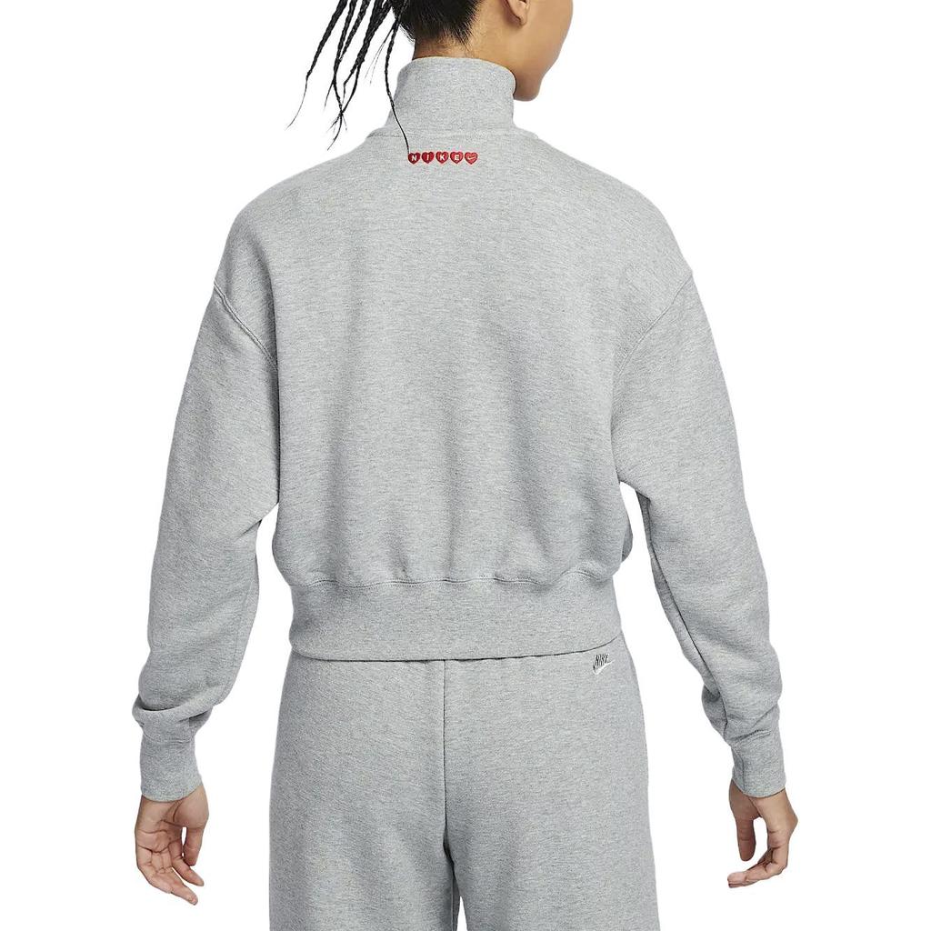 Nike Sportbekleidung Phoenix Fleece Stehkragen Bequemes Sport-Kurzarm-Halb-Zip-Sweatshirt Damen-Sweatshirt Dunkelgrau HV8731063
