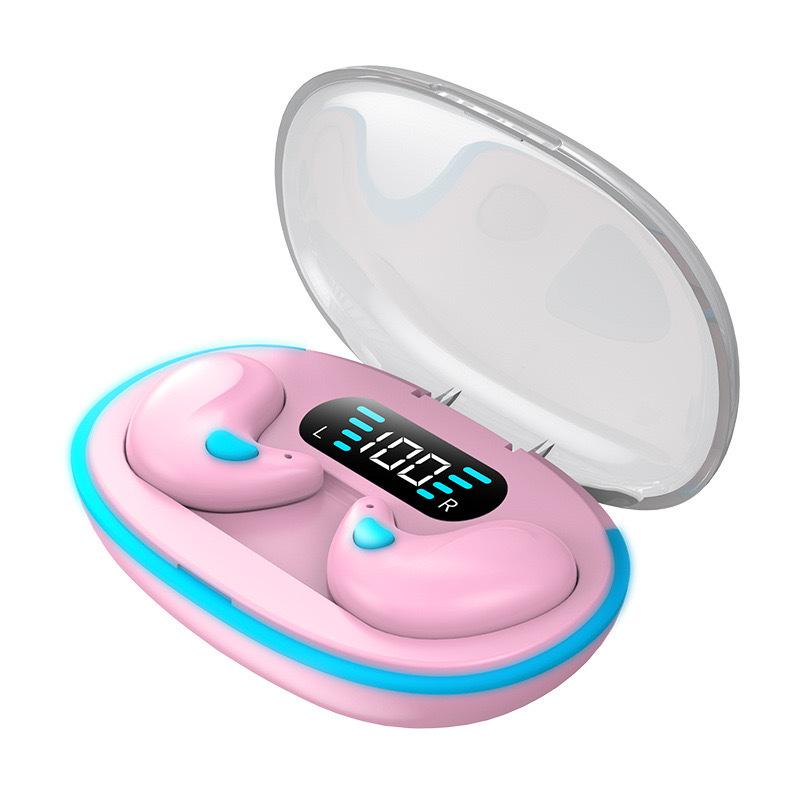 

Transparent Wireless Earphones, Long Lasting Battery Smart Digital Display Headphones, Cool Breathing Light, Painless Long Time Wearing фіолетовий