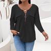 BFCCQB Women's Fashion Casual Autumn Winter Long Sleeve V-Neck  Blouses & Shirts