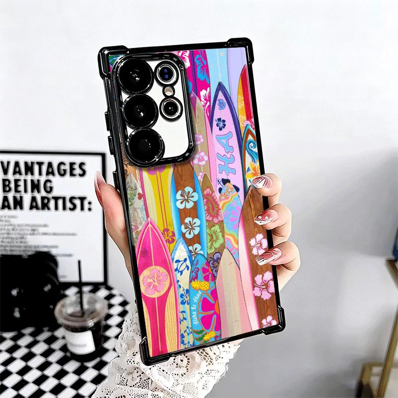 Surfboard Surfing Surf Summer Plating Phone Case For Samsung Galaxy S24 S25 FE S26 Edge S23 Ultra S22 S21 Plus S20 Anti-Fall Air