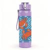 1PC Blue Crab Geometric Pattern 750ml Color Plastic Sports Water Bottle Leakproof Flip Straw Lid Suitable for Sports Office Home Use