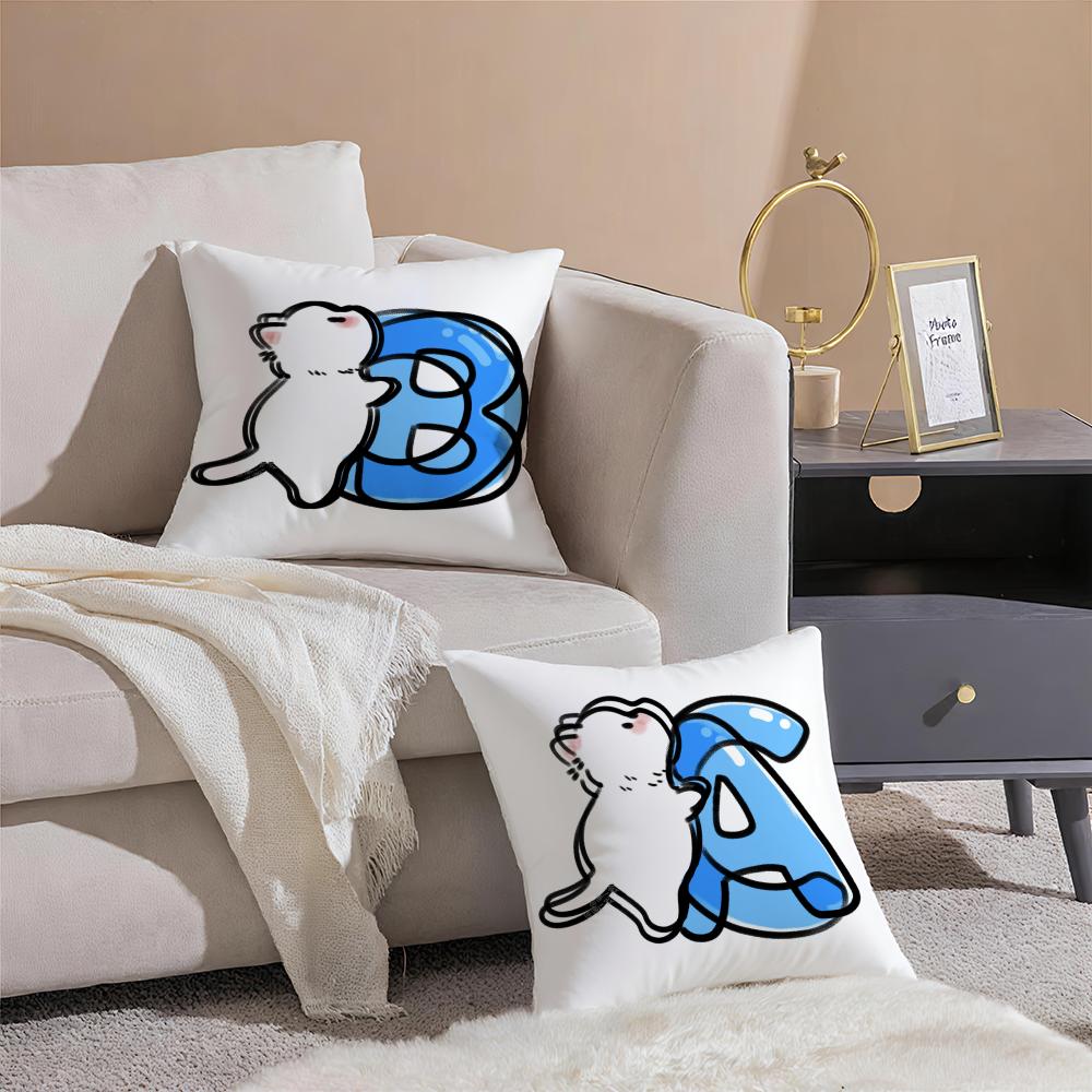 Kindergarten Children Learn Cartoon Cat Letters Pillow Case Sofa Living Room Bedroom Headboard Backrest Cushion Square Cushion