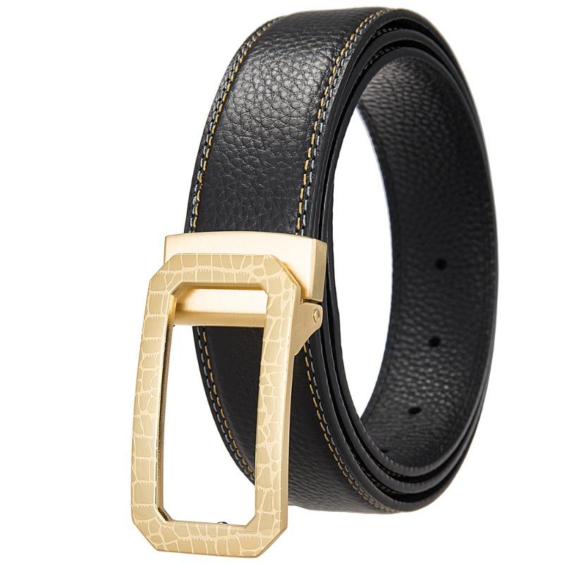 Cut out stainless steel plate buckle smooth buckle casual belt first layer cowhide belt 120
