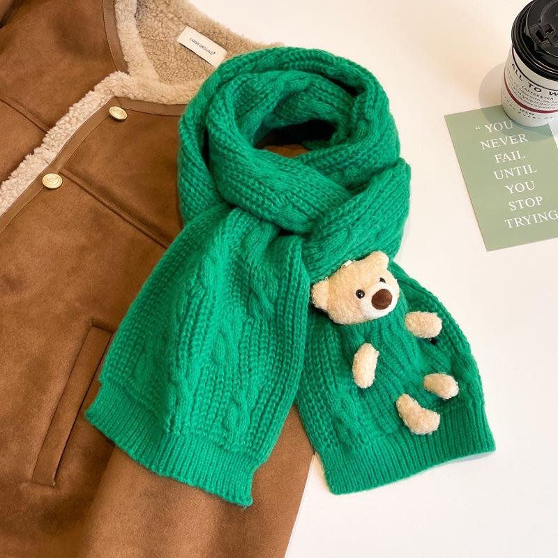 New bear purple scarf women's winter fashion thickened warm knitted scarf student shawl