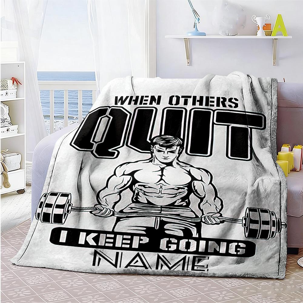 Exercise Personalized Text Blanket Multi-purpose Personalized Blanket Ultra-Soft Suitable for Livingroom Sofa Seaside Home Decor for All Occasions