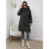 Autumn and winter new medium and long models, thickened and upgraded large size fashion casual hooded solid color cotton jacket women
