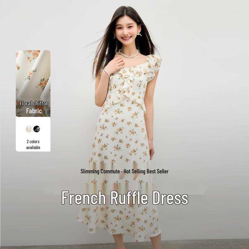 Women s Floral Square Neck A-Line Dress M