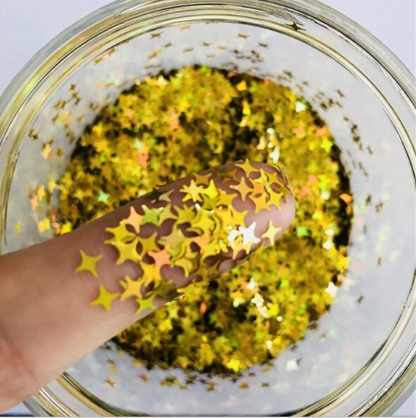 Colorful Non-toxic PET Holographic Glitter Powder Star Shape Bulk for Christmas Craft Creativity