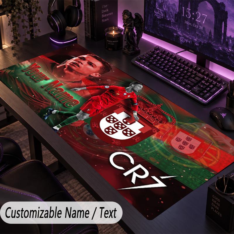Large Mouse PadCristiano Ronaldo Custom Name Text Personalized Desk Mat Non Slip Gaming Pad