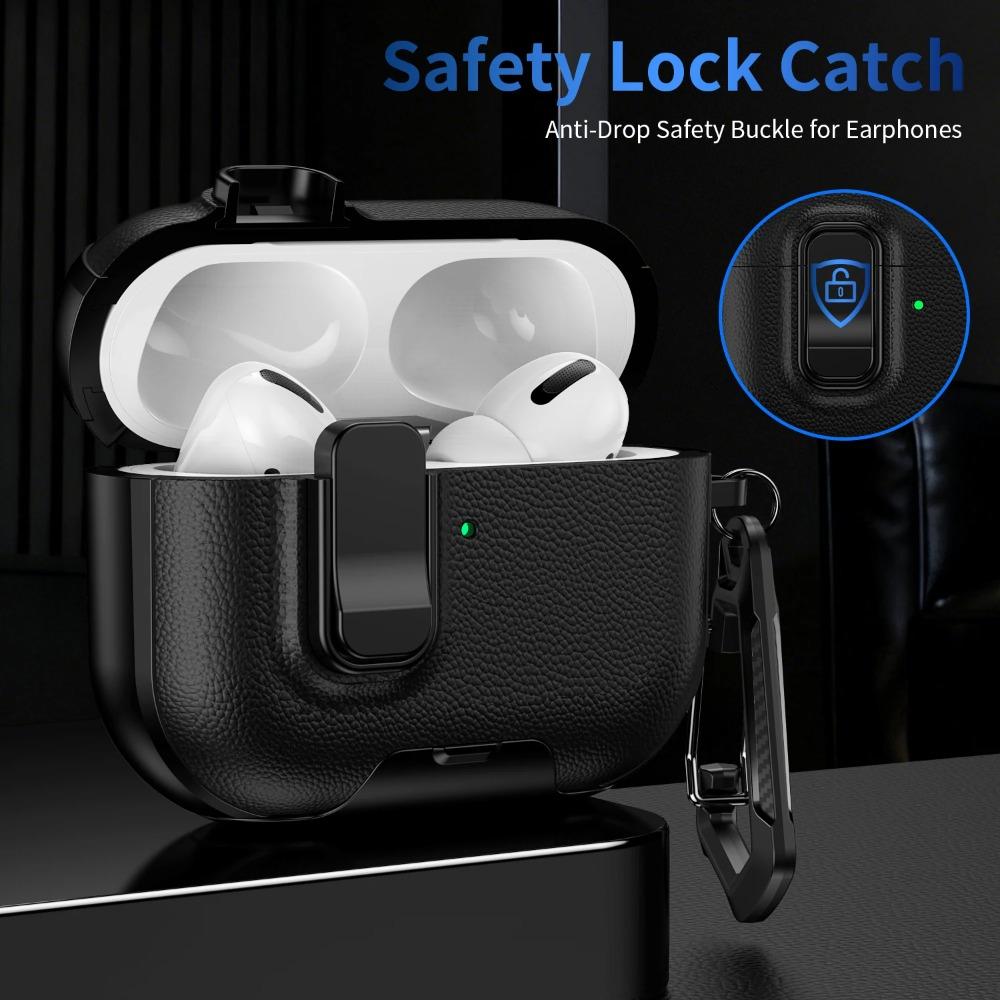 Secure Lock Texture Earphone Case With Phone Stand For Apple AirPods 4 Pro 3 2 Shockproof Bluetooth Headset Cover With Hook
