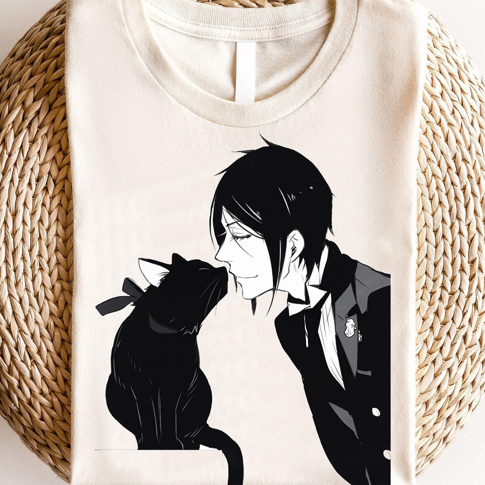 Unisex Black Butler Anime Shirt, Ciel Phantomhive & Sebastian Shirt, Toboso Yana, Japanese Anime Graphic Tee Kuroshitsuji Manga Gift T-Shirt S