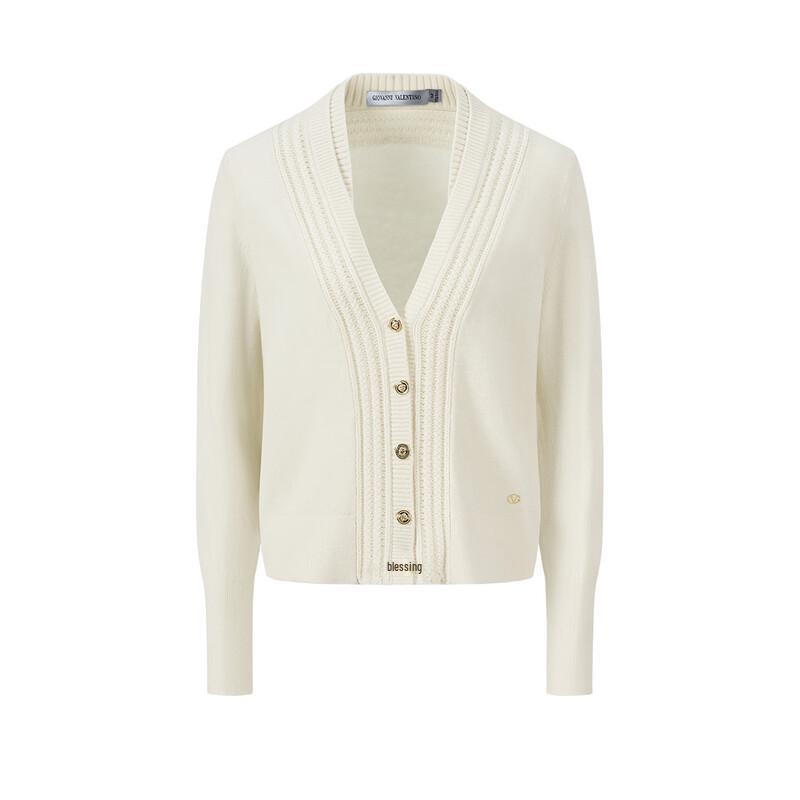 Giovanni Valentino Women's Pure Wool V-Neck Cardigan
