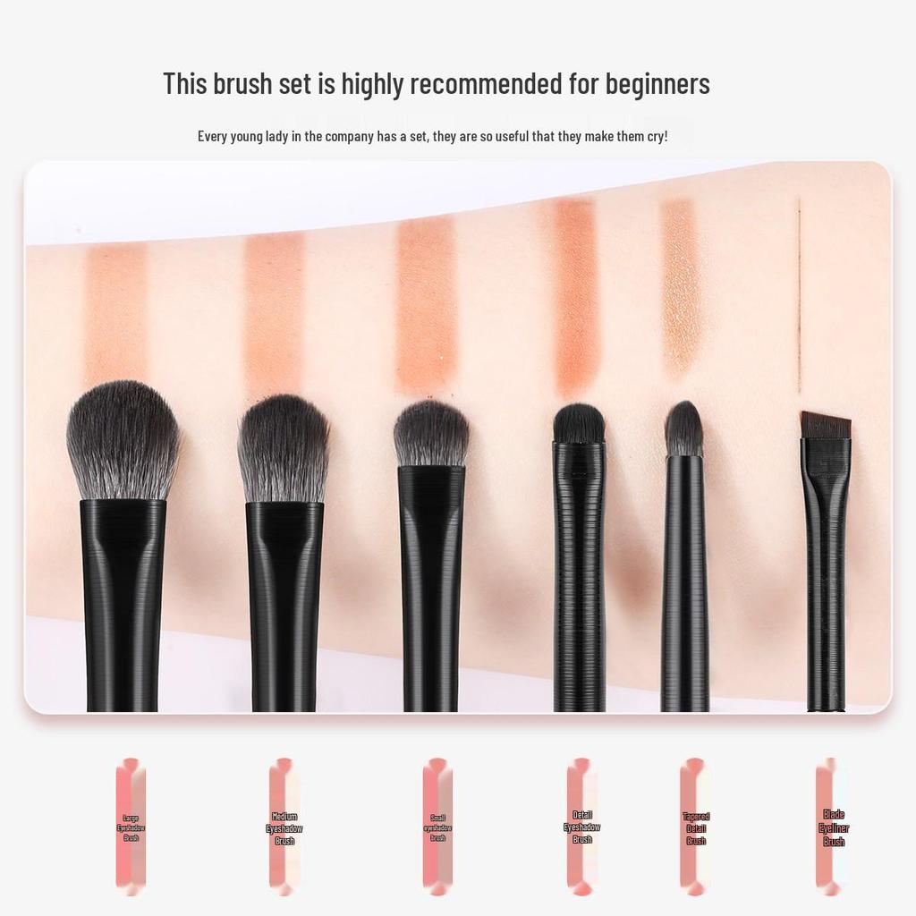 16-Piece Makeup Brush Set: 6 Black Eyeshadow Brushes, 10 Blending, Under-Eye, Eyeliner & Detail Brushes