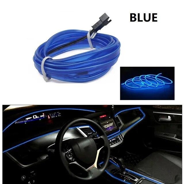 Auto-Innenraum-LED-Leuchten mit flexiblen Neonlichtern mit USB-Zigarettenanzünder 1M/3M/5M heißer Stil Umgebungs-LED-Leuchten LED Ice Blue