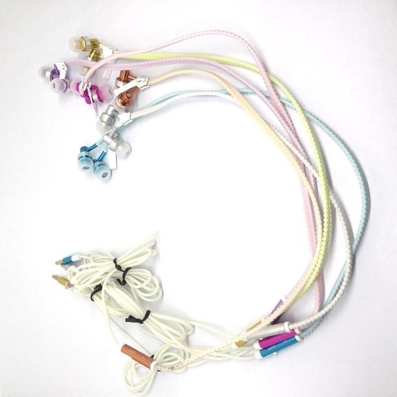 3.5mm Glow In The Dark Earphones Glow Earbuds Metal Zipper Glowing Headset Luminous Light Stereo Han