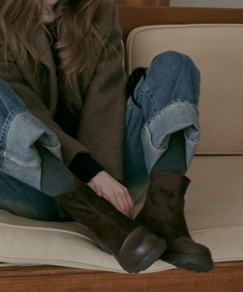 Spur Ligne Minimal Flatform Ankle Boots 7Cm -Va9058 (2Color)