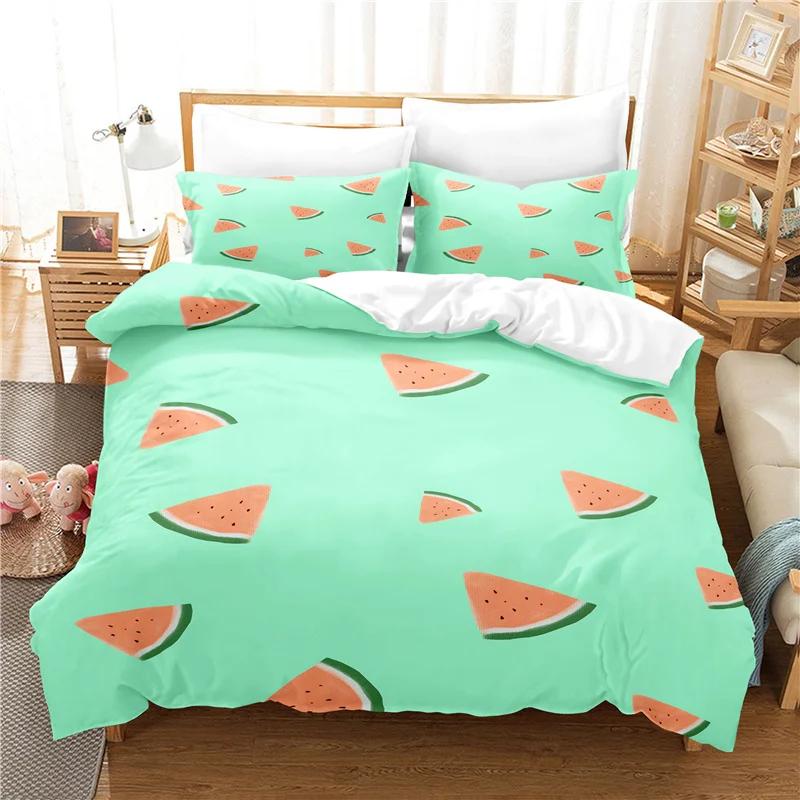 Dropship Duvet Cover Set  3D Print Watermelon Lemon Home Textile Bed Comforter Set King Size Quilt Cover+Pillowcases -No Sheet