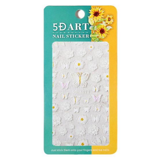 

1 лист самоклеящихся наклеек для ногтей водонепроницаемый ПЭТ 5D рельефный цветок наклейки для ногтей дизайн маникюра подарок на день рождения 29