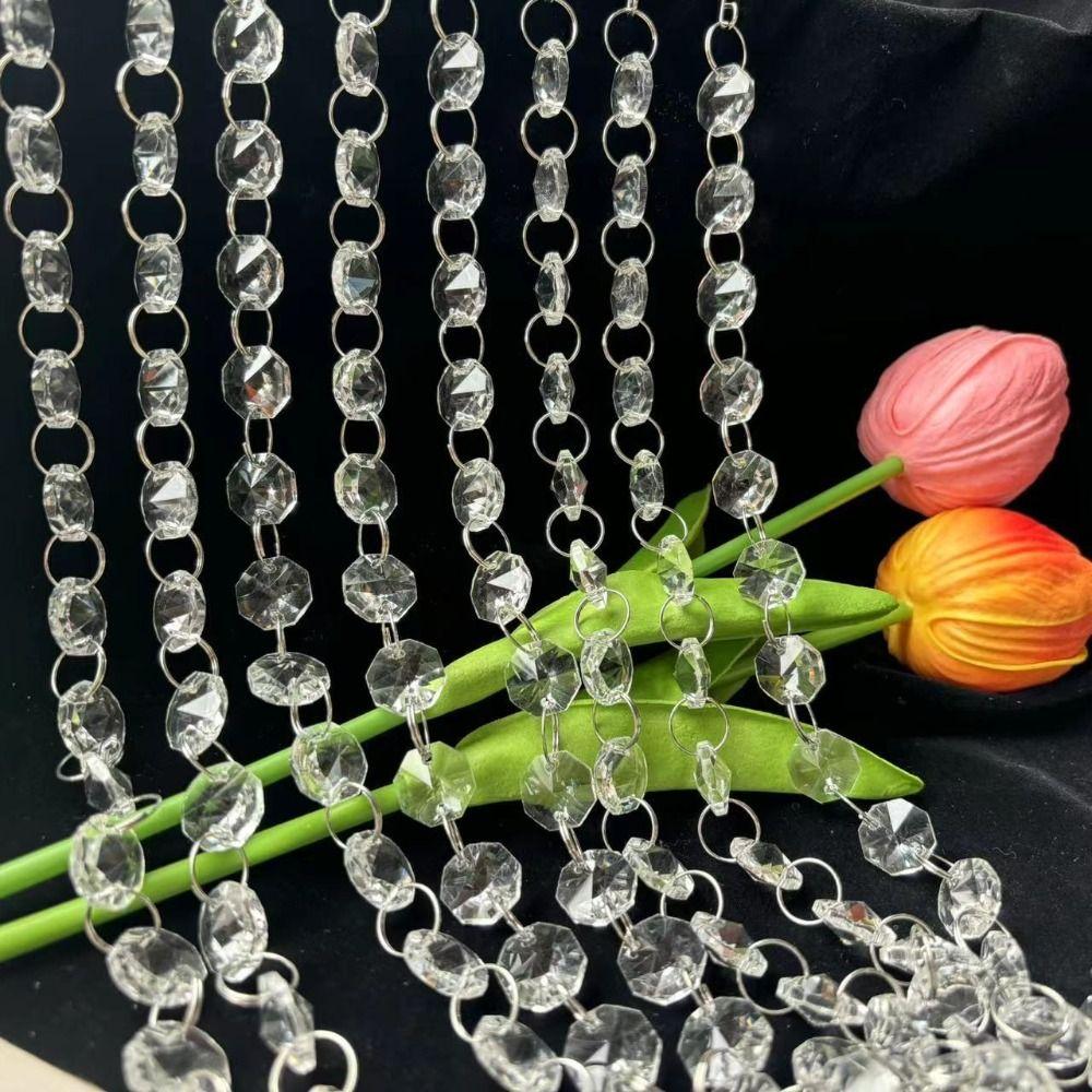 10PCS 100cm Clear Beaded Curtain Shinning Decoration Acrylic Hanging Strand Hanging Chandelier Accessories Transparent