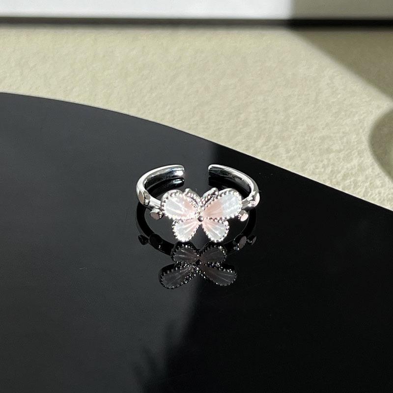 Diemeng Sakura Gradient Butterfly‑Flower Open Ring Sweet Mori Gentle Cold‑Wind Niche Adjustable Index‑Finger Trend Jewelry