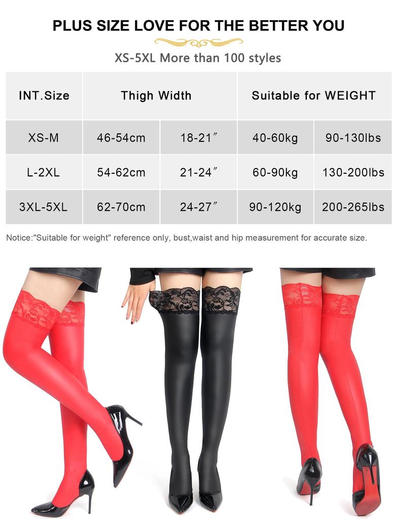 Plus Size with Silicone Lace PU Cool Queen Socks for [comeondear] Women's Stockings, 3L-5L, Stoppers, & Over-the-Knee Stockings, Style,