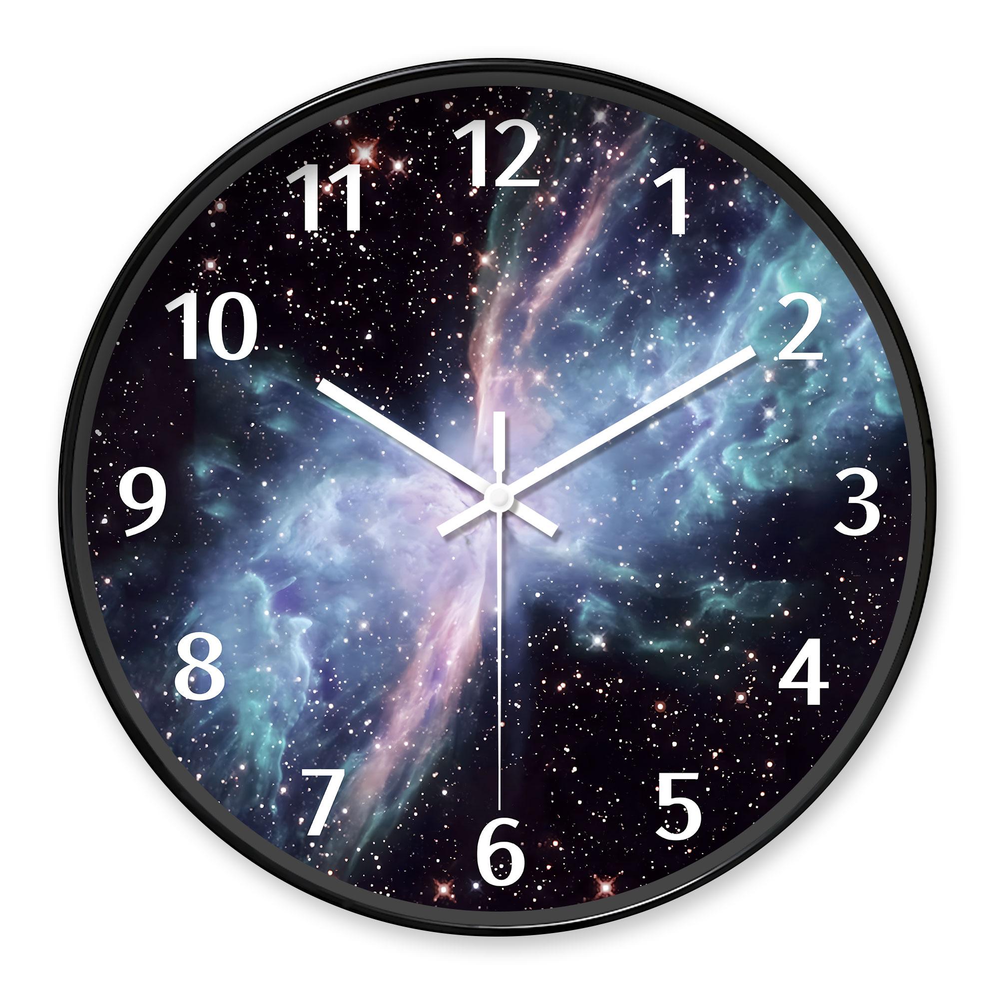 

Round Nebula - Themed Wall Clock, Sci - Fi Cosmic Decor (Batteries Not Included), 10-16 Inches (WHITE,8 inch) білий