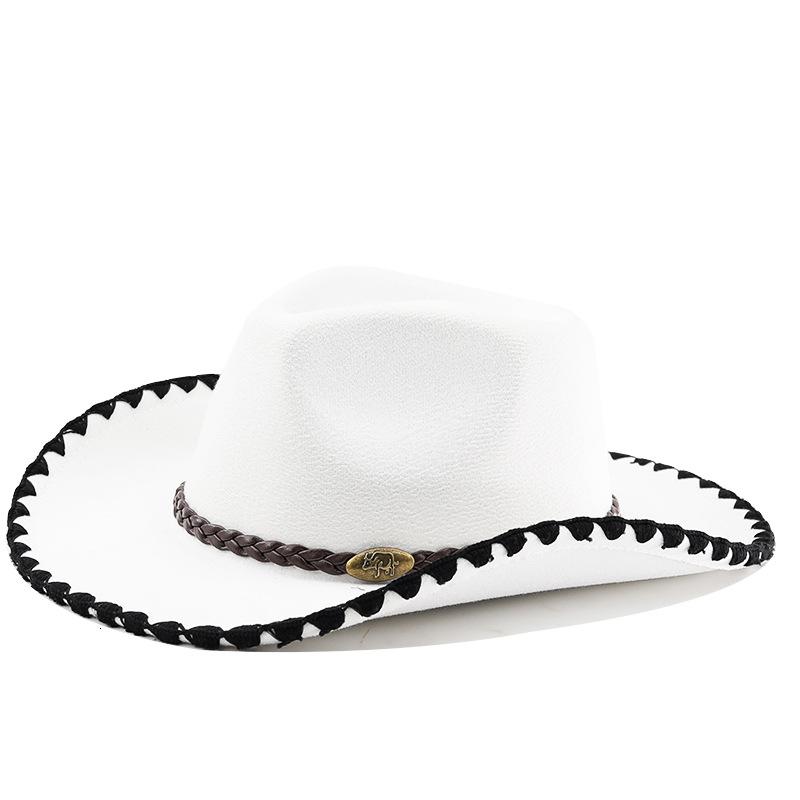 Western cowboy hat men's riding hat outdoor travel equestrian hat curved brim woolen top hat