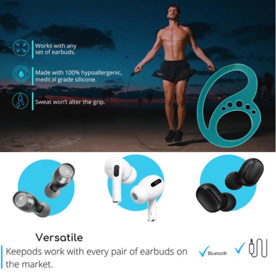 2Pcs Ear Plug Anti-falling Soft Silicone Earphone Clip for Earbuds