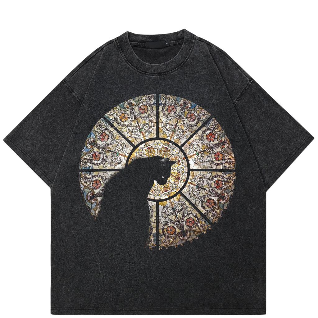 2026 Nytt Inom Streetwear Kort Hond Tryckt Punk Toppar Sommar Vintage Överdimensionerad Y2k T-shirt Bomull Vintage Kortärmade T-shirts Toppar