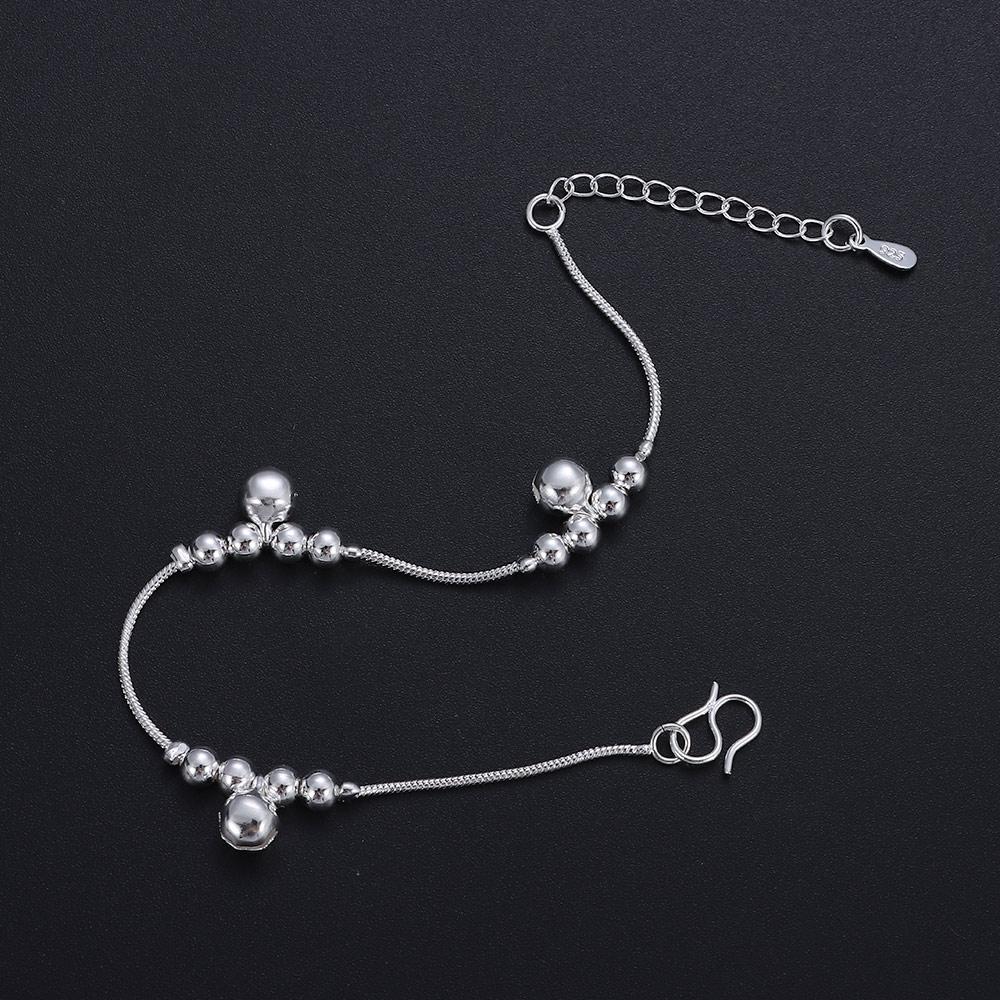 Simple Fashion Jewelry Ankle Bracelet Bells Bead Silver Plated Chain Foot Anklet