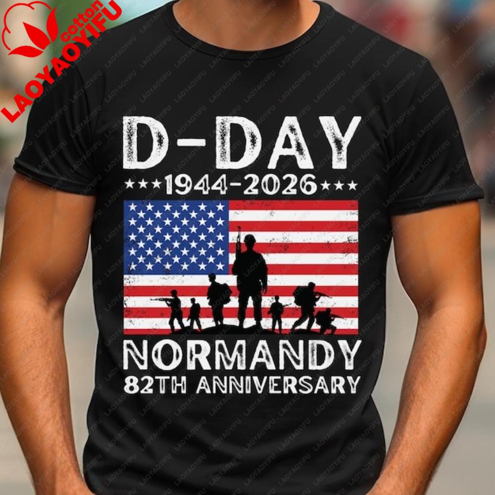 DDay Shirt 82th Anniversary Normandy 19442026 TShirt D Day 06 Jun 1944 Memorial Clothing Men Crewneck Cotton Short Sleeve S