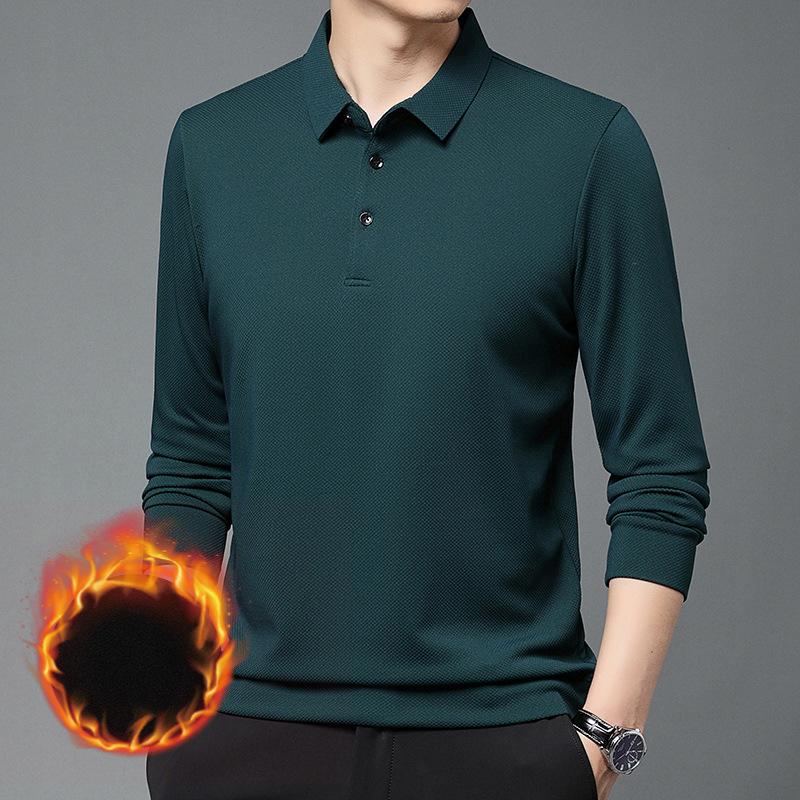 Men S Premium Fleece Thick Casual Business Polo Shirt