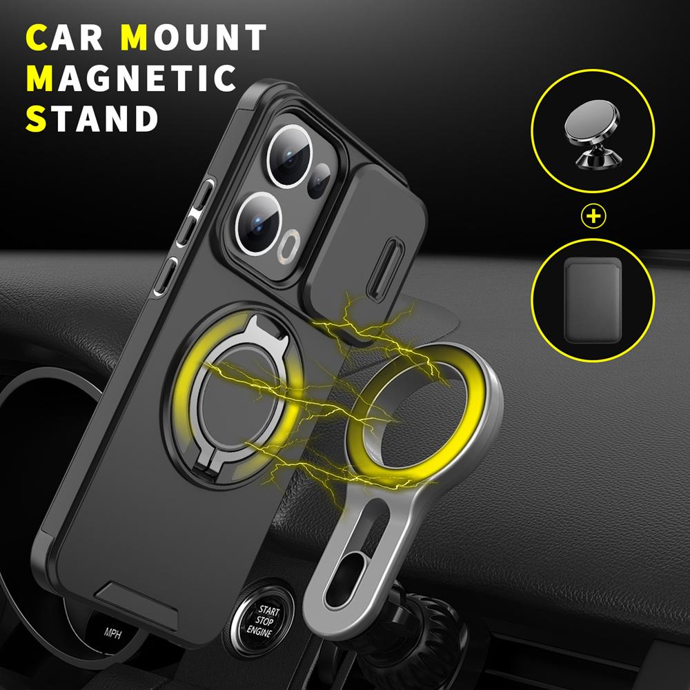KEYSION 360° Ring Stand Phone Case for OPPO Reno13 Pro 5G Slide Camera Protection Magnetic Shockproof Cover for OPPO Reno13 F 5G