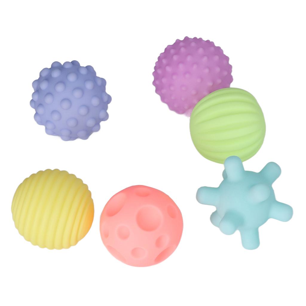 6pcs Baby Textured Ball Set Infant Funny Soft Elastic Multicolor Squeezing Sensory Ball Toy for