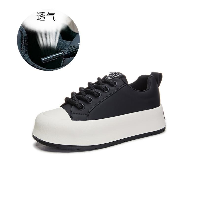 Leather Little White Shoes Women's 2025 Spring New Women's Thick-soled Muffin Shoes Casual Versatile Board Shoes Women's Flat-soled Women's Shoes