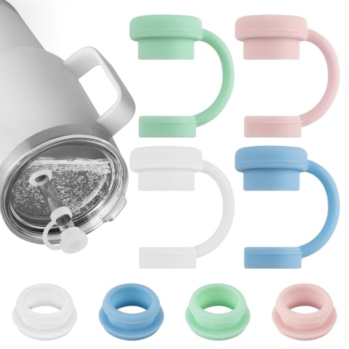 ERKOON Silicone Spill Stopper Set for YETI Straw Cups, Mug Tumblers, and More - Includes 4 Silicone Straw Covers and 4 Leak-Proof Stoppers