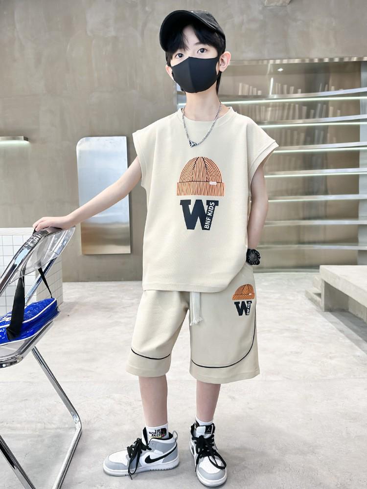 

Летний комплект из жилета и легкой футболки для мальчиков 2023 года 160 абрикосовый